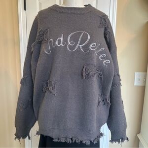 Andreilee Womens Distressed Gray Sweater Size Large